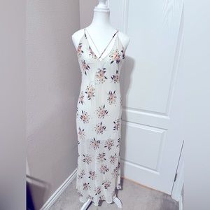 White floral maxi dress. Small.